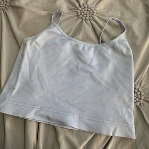 Garage Light Blue Ribbed Spaghetti Strap Crop Tank